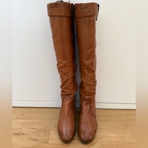 Brown Leather Knee-High Boots, Size 6 1/2